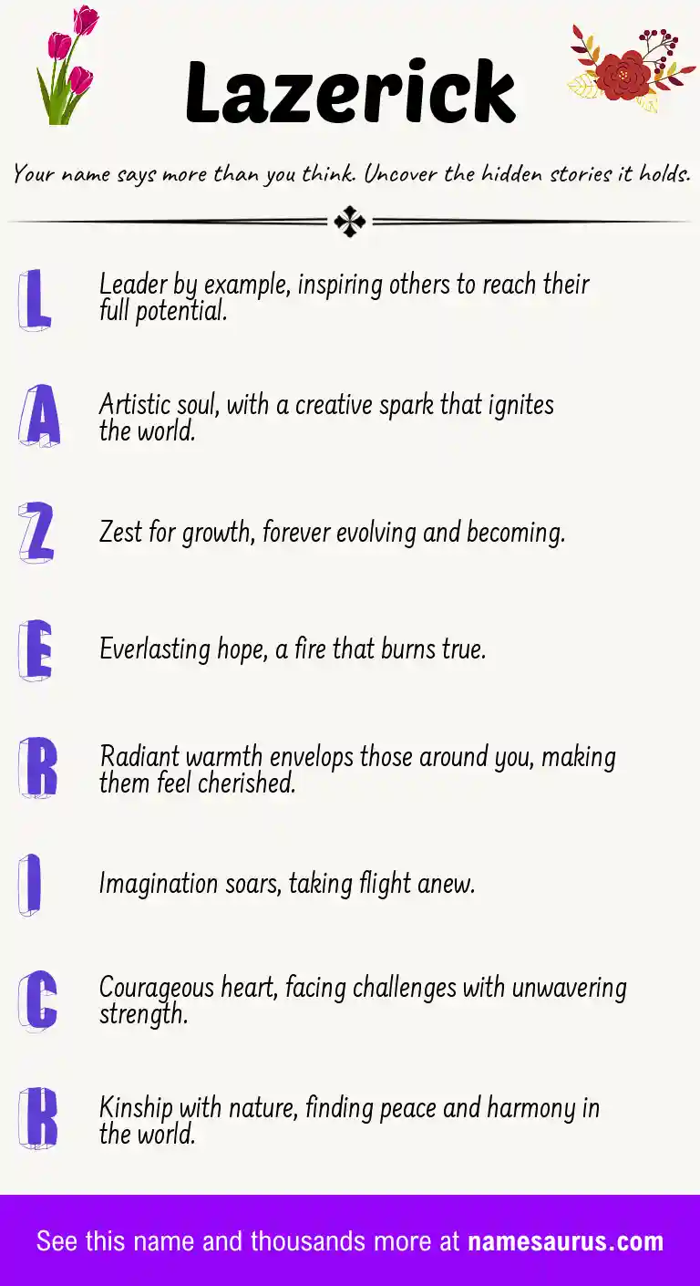 Acrostic poem about Lazerick.