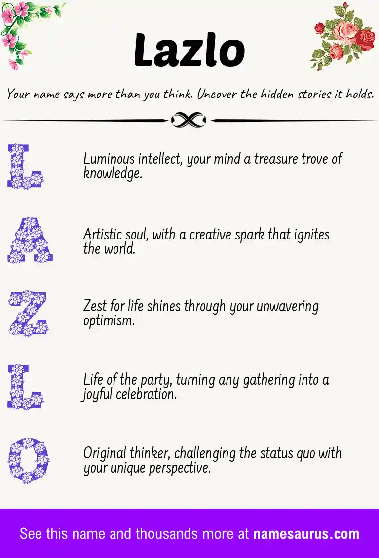 Acrostic poem about Lazlo.
