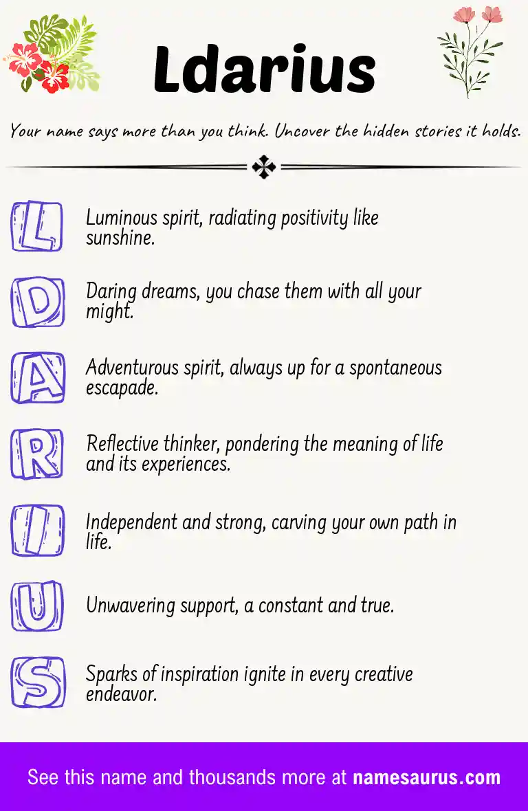 Acrostic poem about Ldarius.