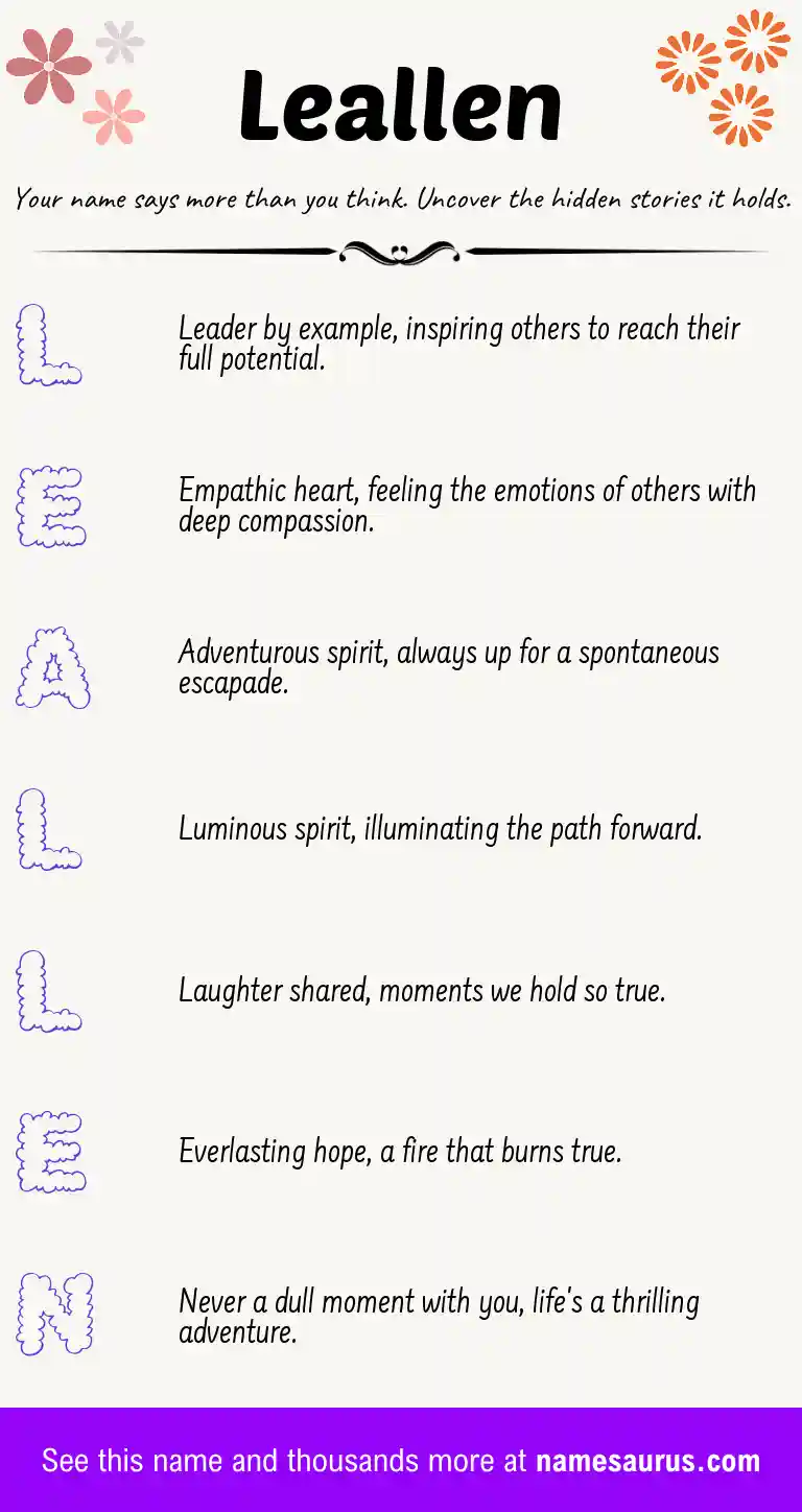 Acrostic poem about Leallen.