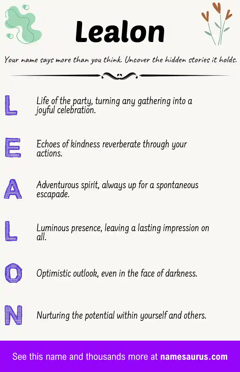 Acrostic poem about Lealon.