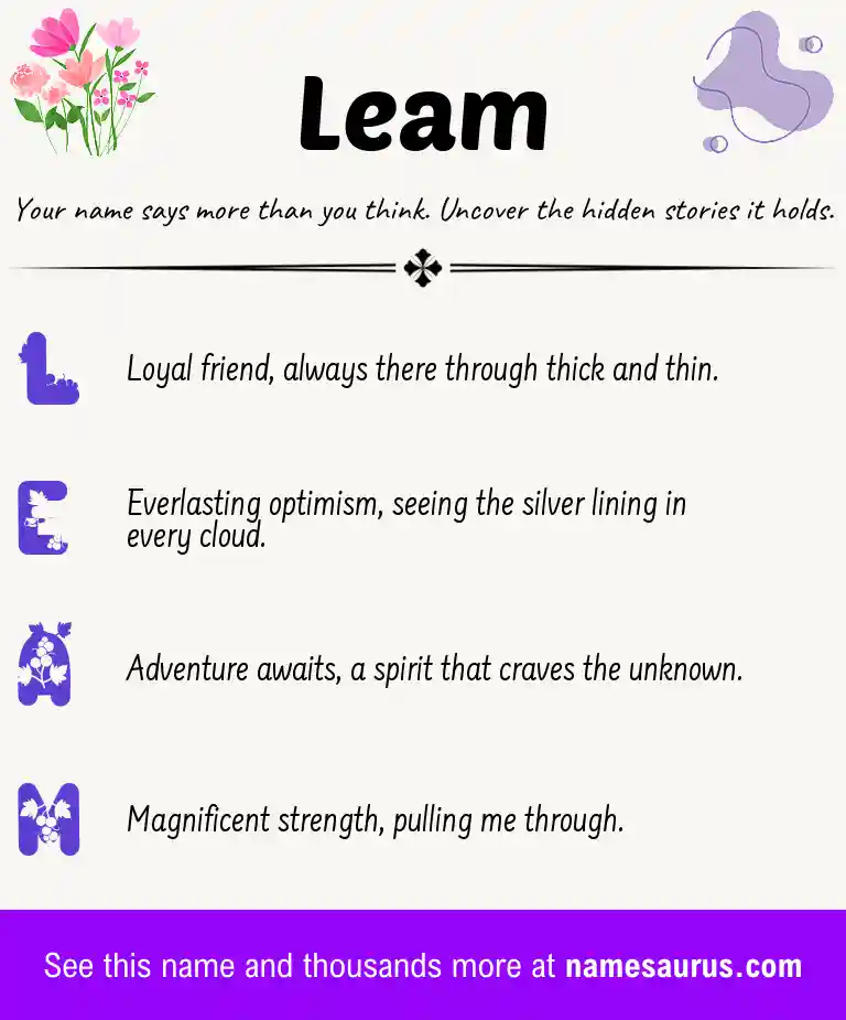 Acrostic poem about Leam.