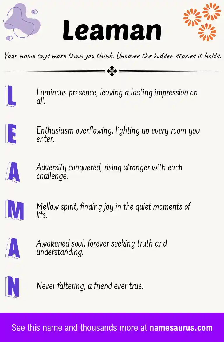 Acrostic poem about Leaman.