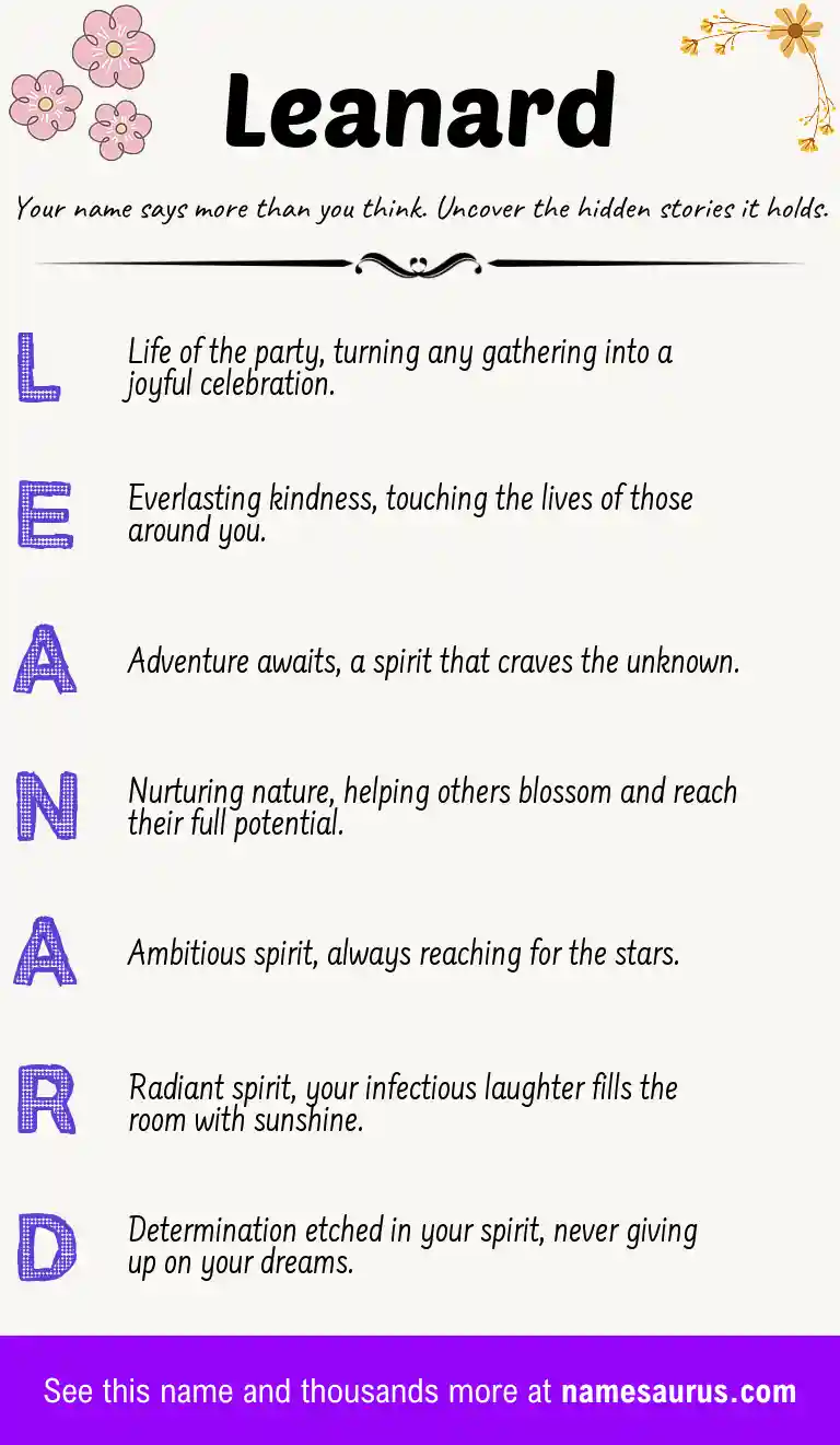 Acrostic poem about Leanard.