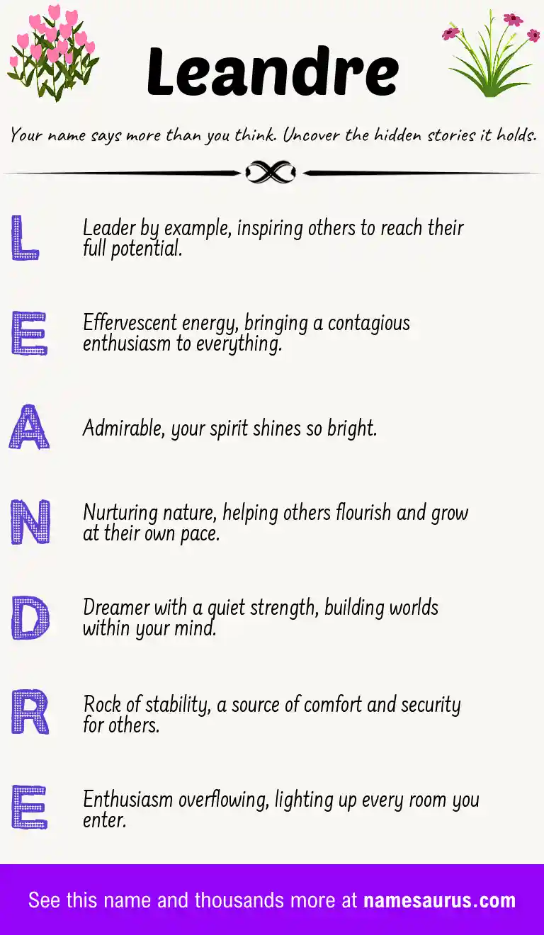 Acrostic poem about Leandre.
