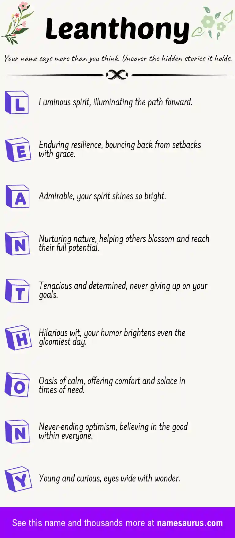 Acrostic poem about Leanthony.
