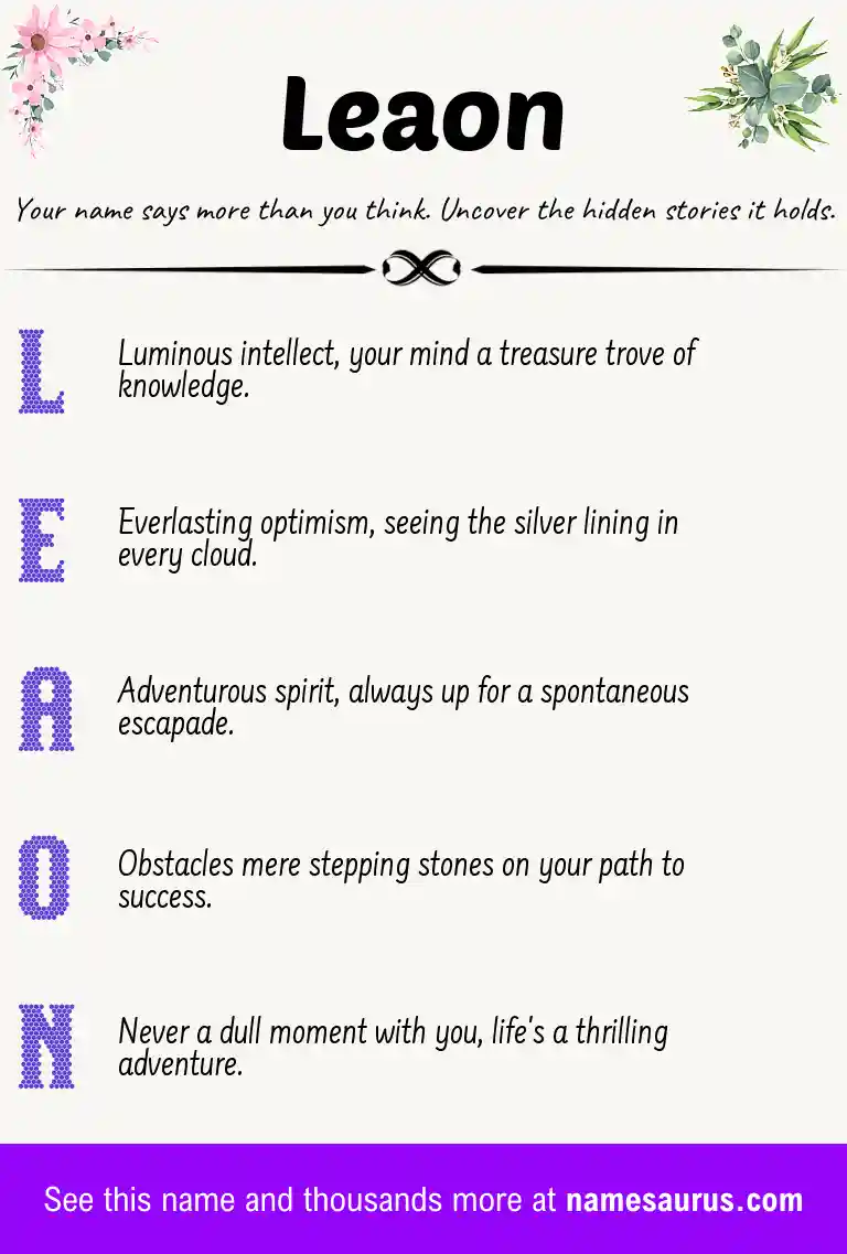 Acrostic poem about Leaon.