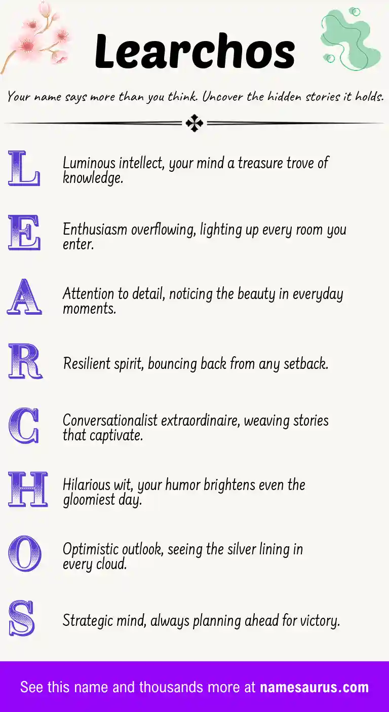 Acrostic poem about Learchos.