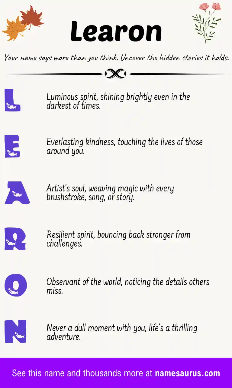 Acrostic poem about Learon.