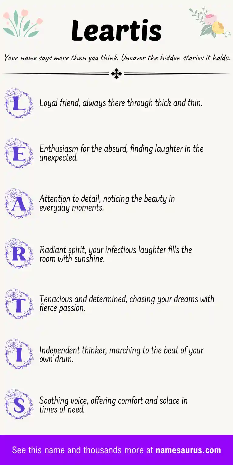 Acrostic poem about Leartis.