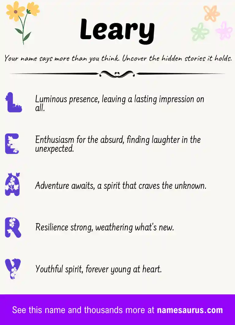 Acrostic poem about Leary.