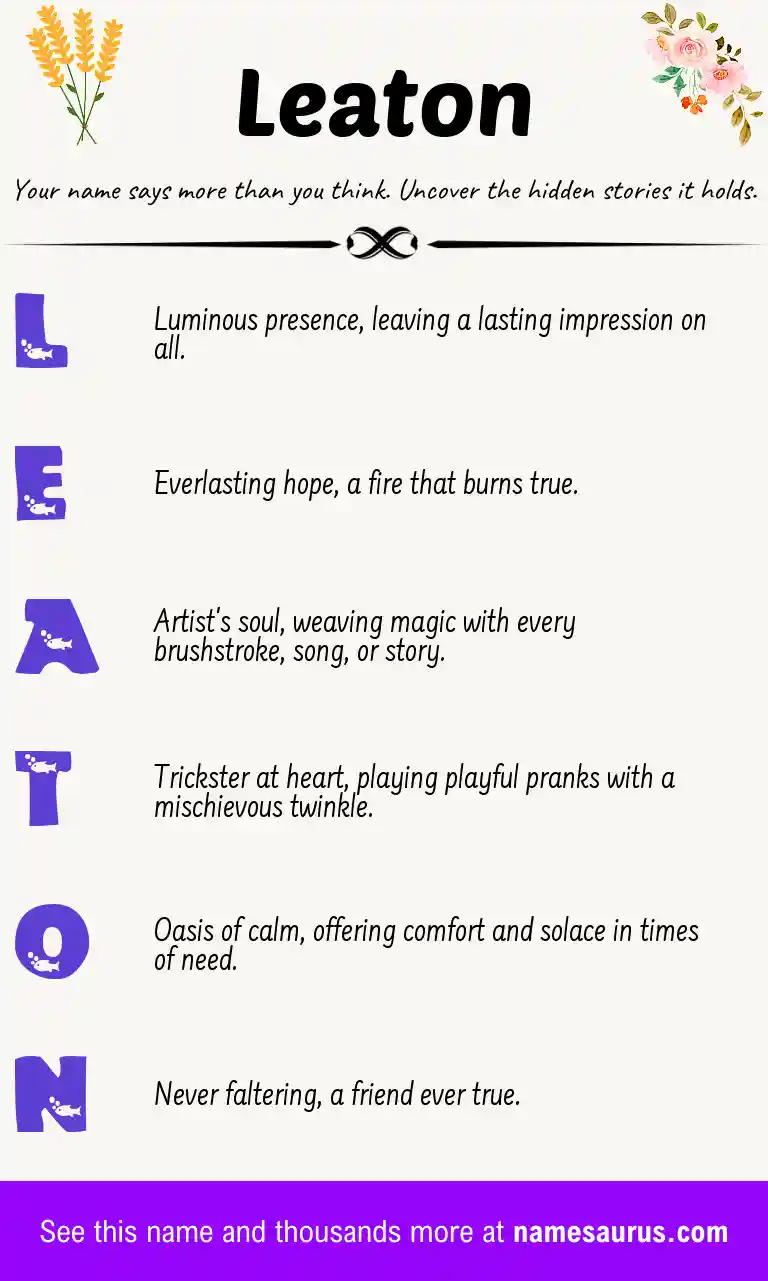 Acrostic poem about Leaton.