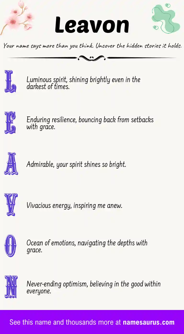 Acrostic poem about Leavon.