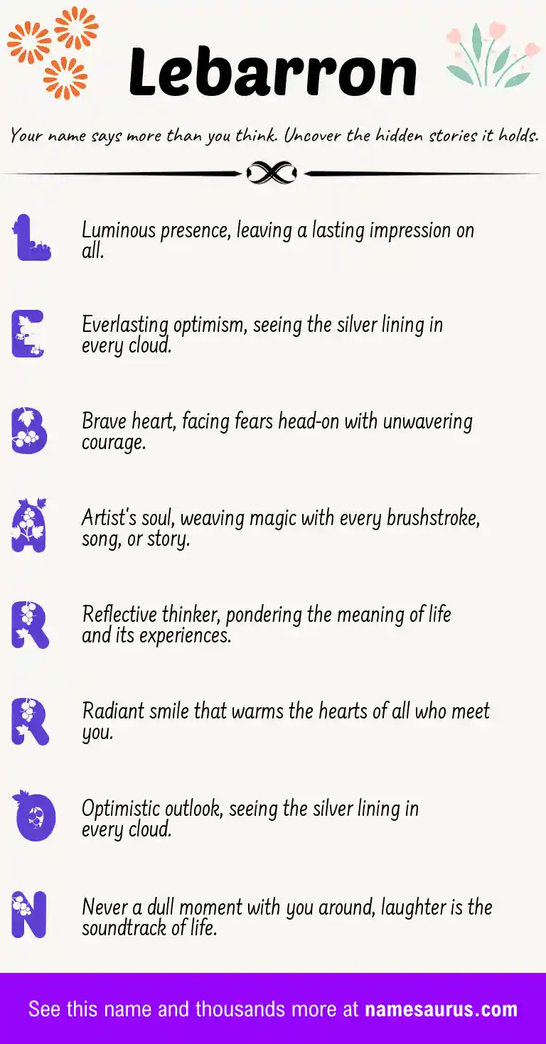 Acrostic poem about Lebarron.