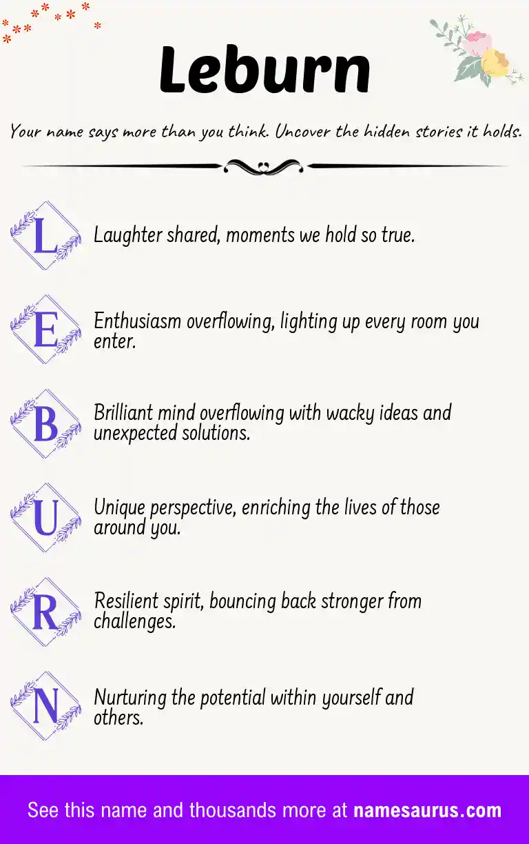 Acrostic poem about Leburn.