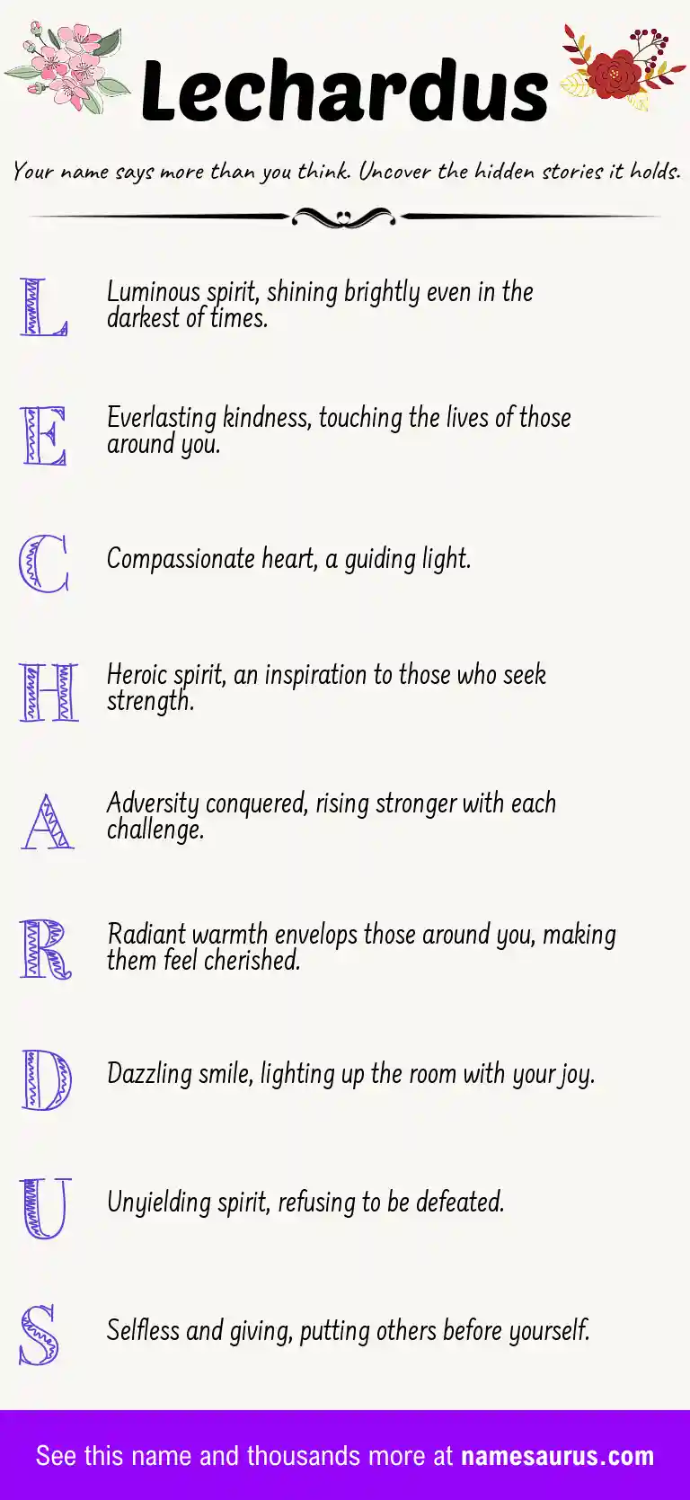 Acrostic poem about Lechardus.