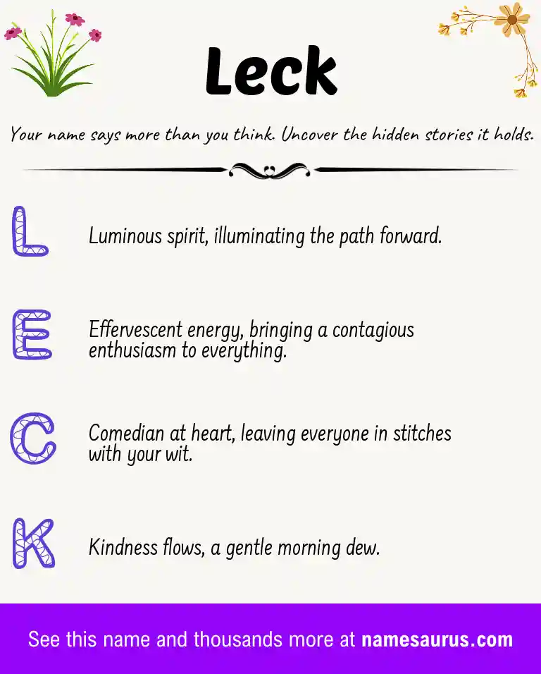 Acrostic poem about Leck.