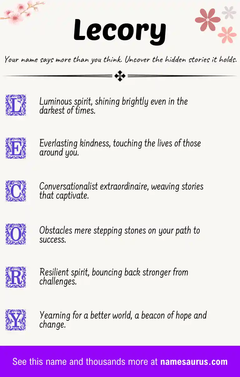 Acrostic poem about Lecory.