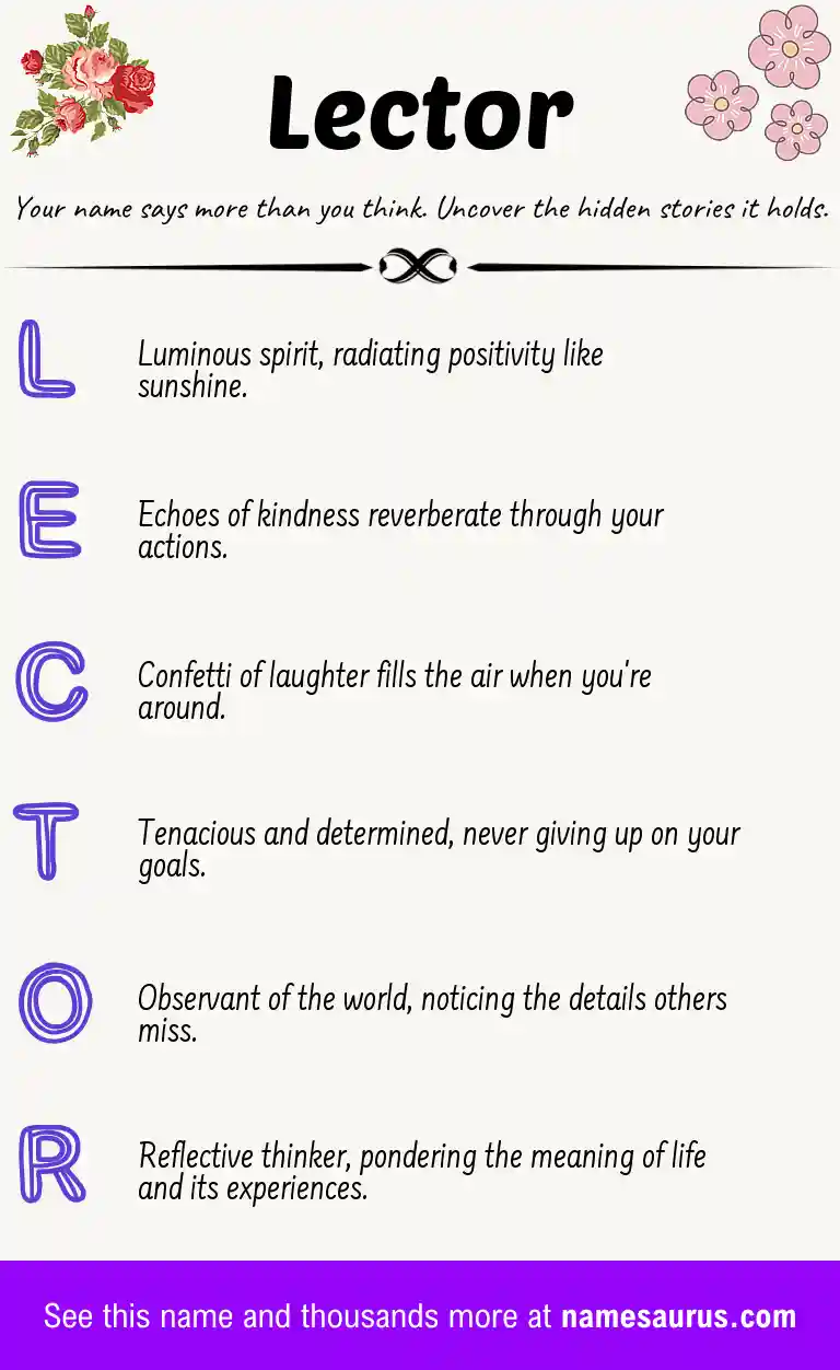 Acrostic poem about Lector.