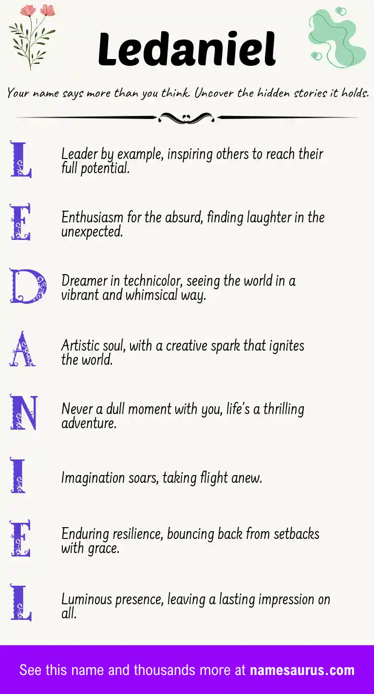 Acrostic poem about Ledaniel.