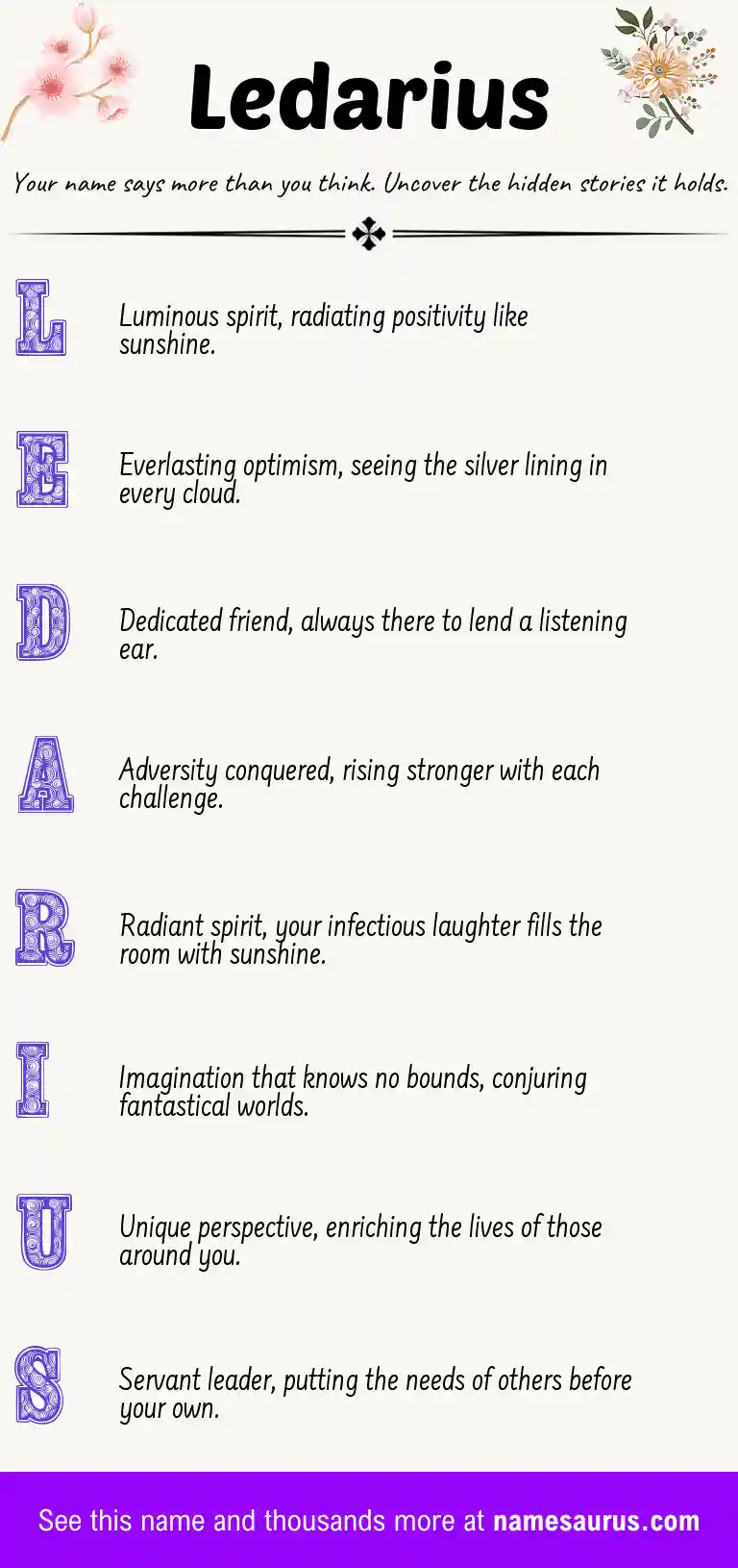 Acrostic poem about Ledarius.