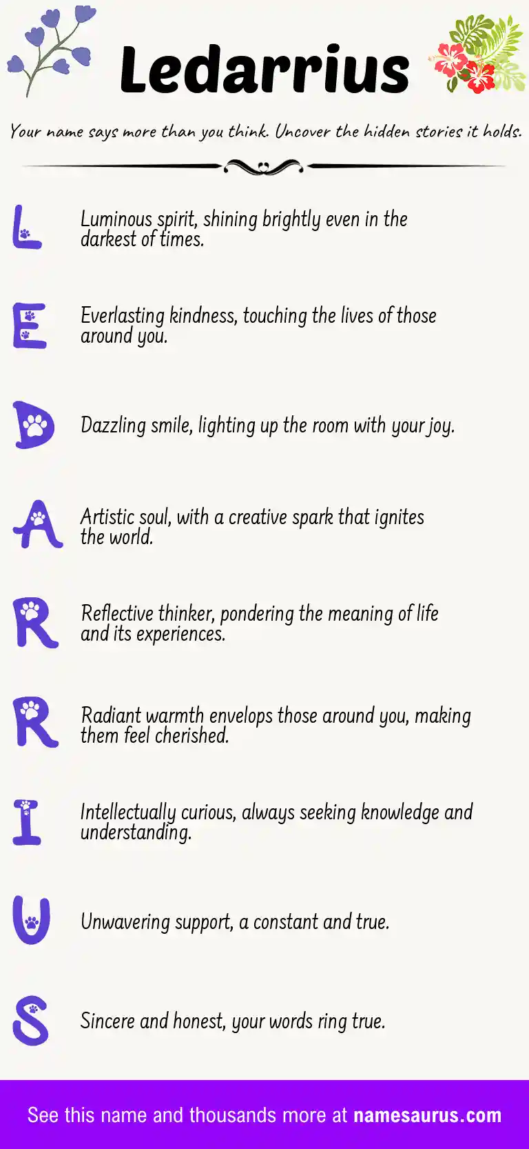 Acrostic poem about Ledarrius.