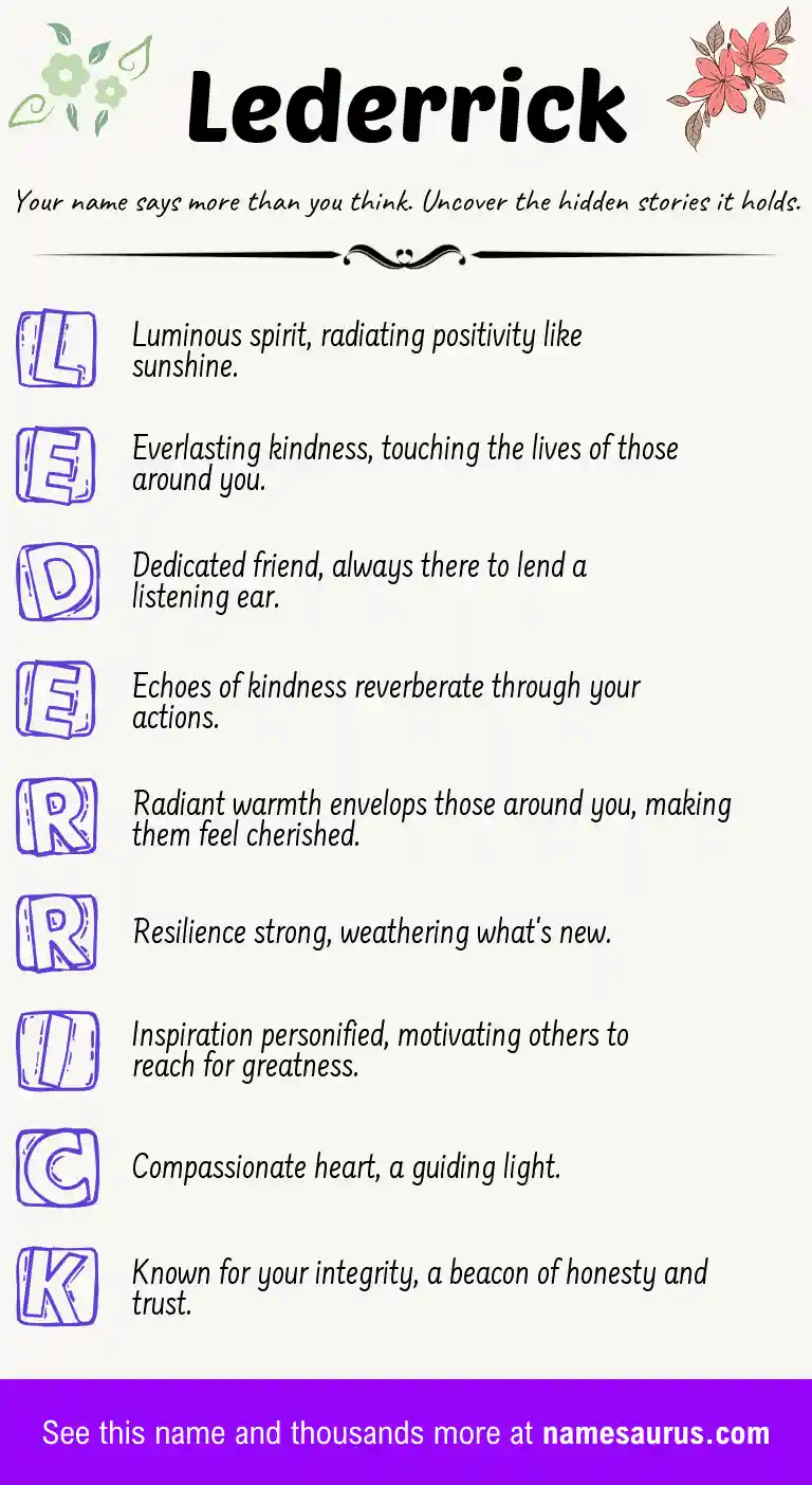 Acrostic poem about Lederrick.