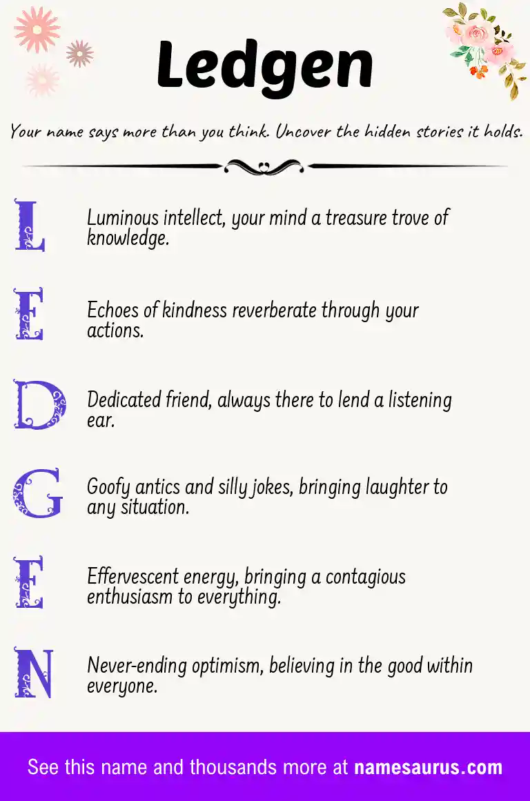 Acrostic poem about Ledgen.