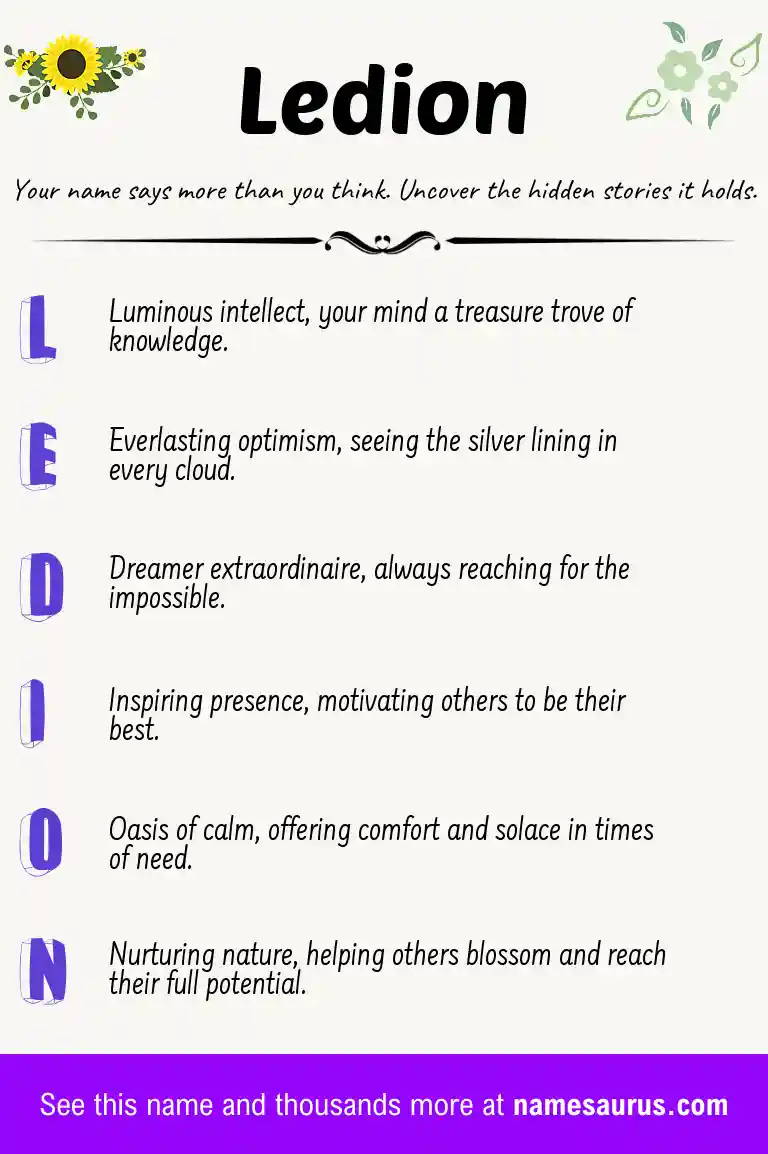 Acrostic poem about Ledion.