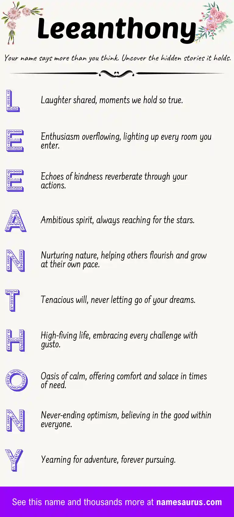 Acrostic poem about Leeanthony.
