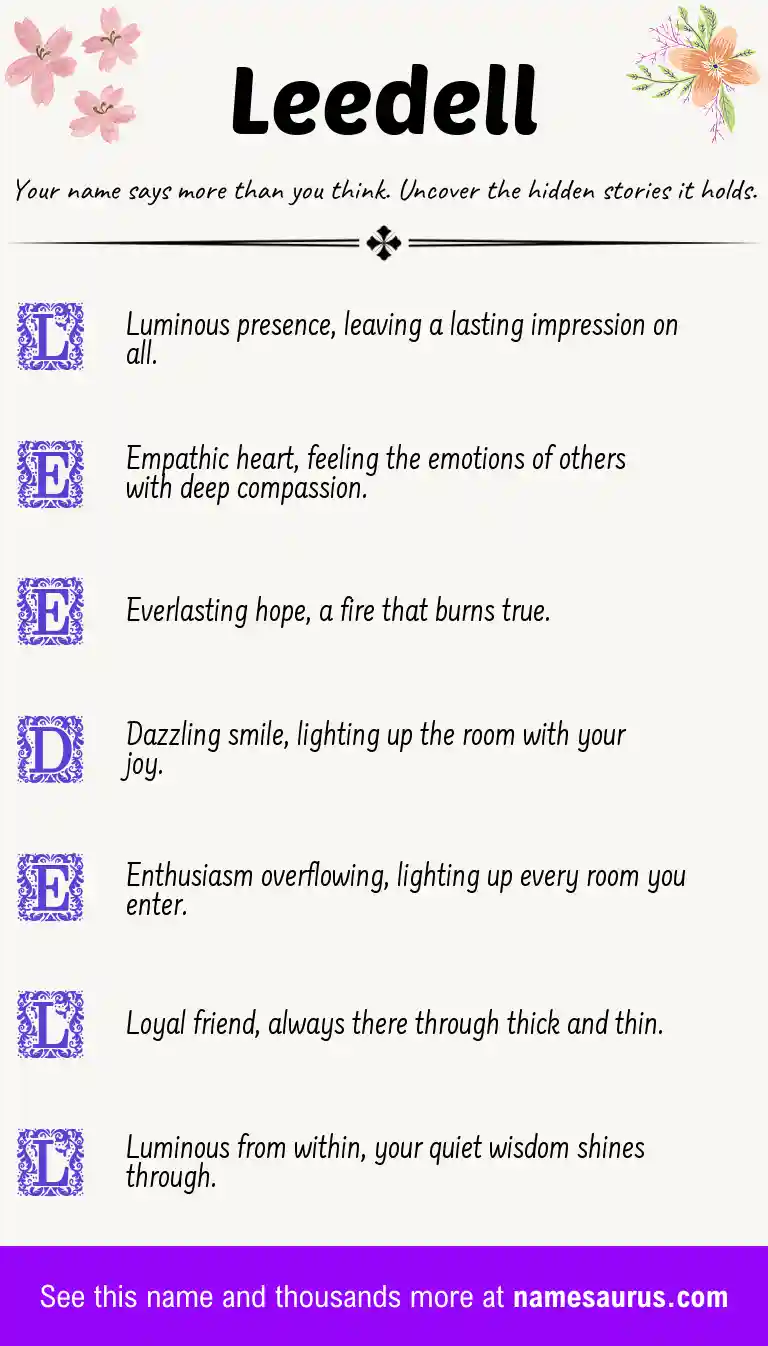 Acrostic poem about Leedell.