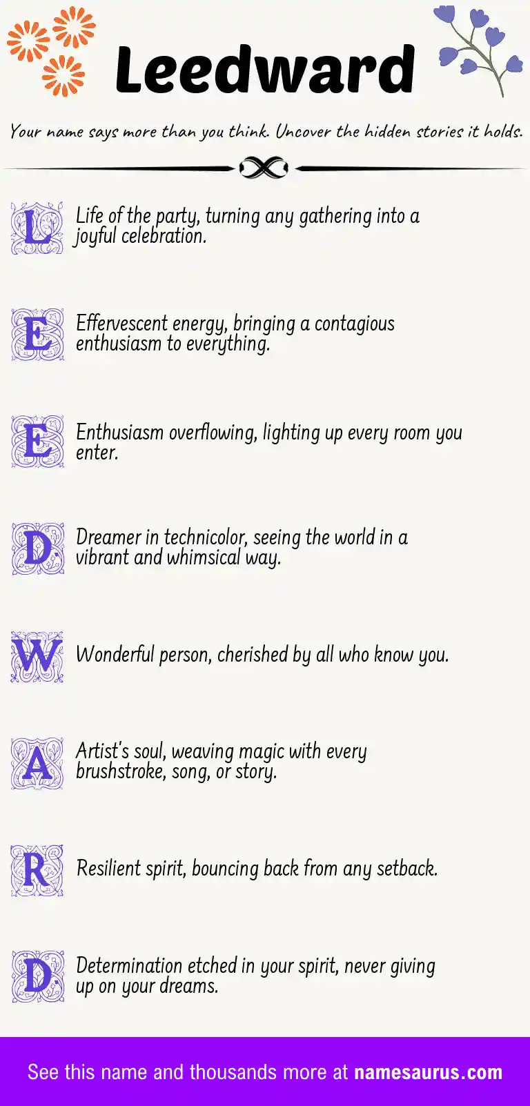 Acrostic poem about Leedward.