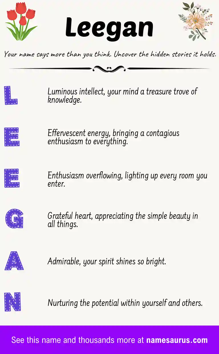 Acrostic poem about Leegan.