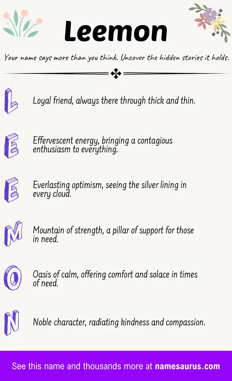 Acrostic poem about Leemon.