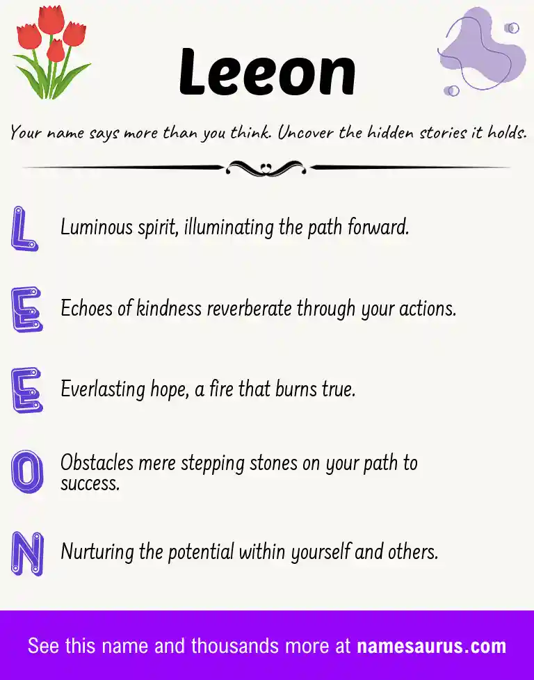 Acrostic poem about Leeon.