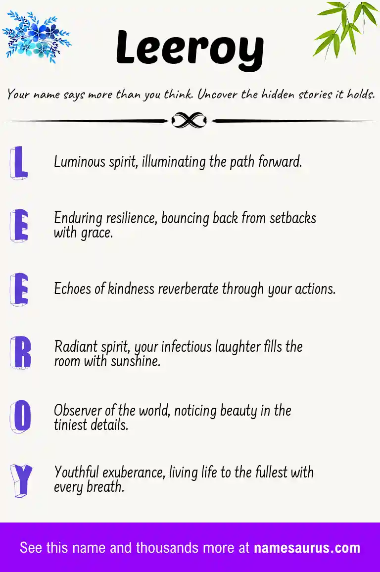 Acrostic poem about Leeroy.