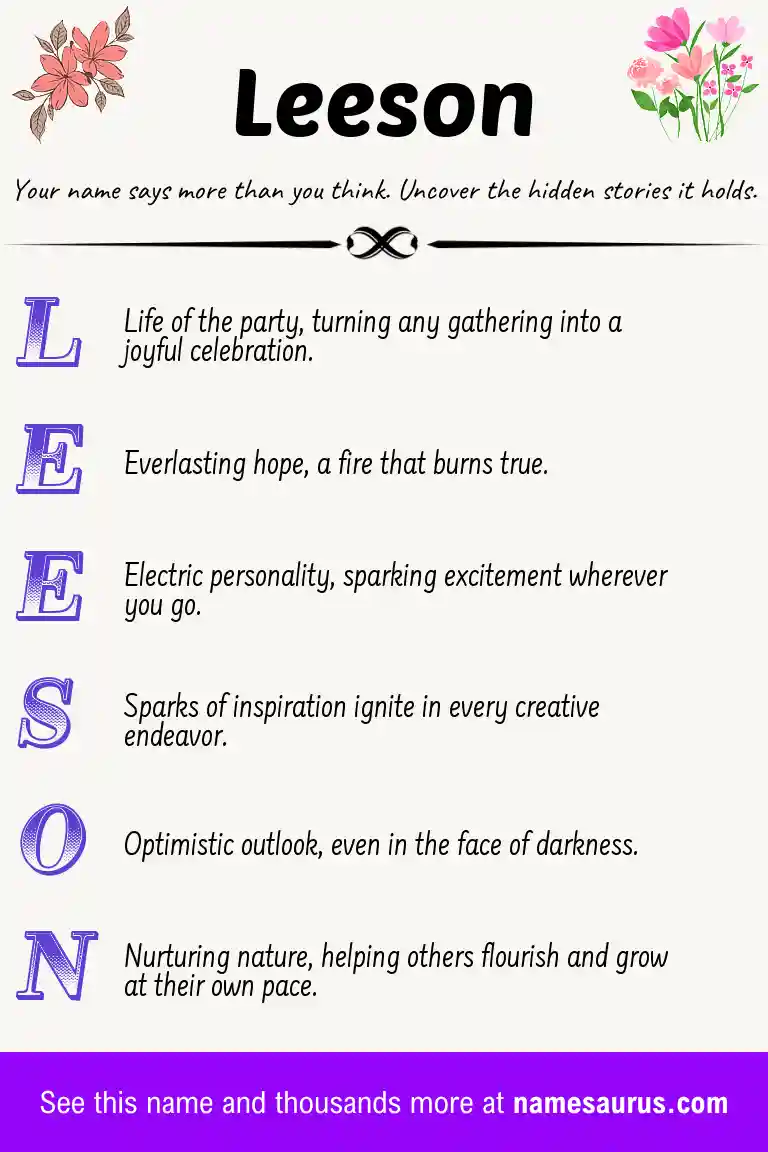 Acrostic poem about Leeson.