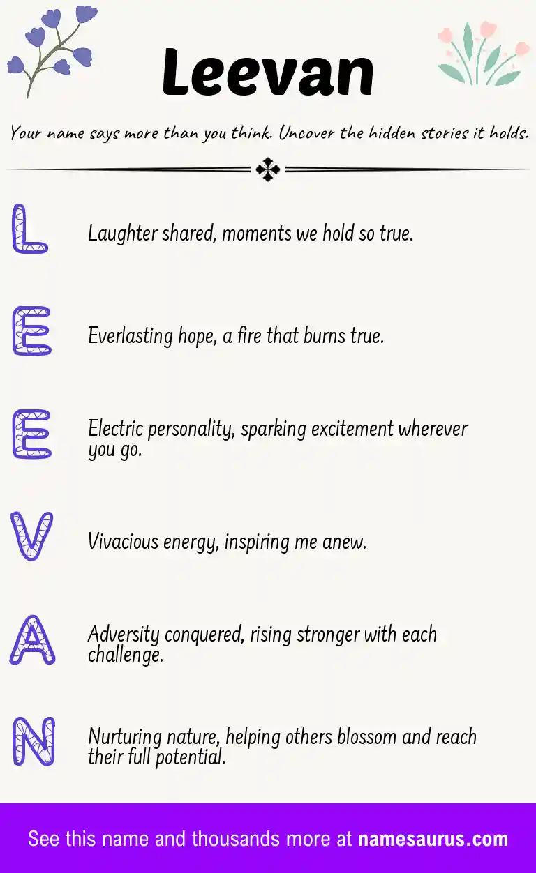 Acrostic poem about Leevan.