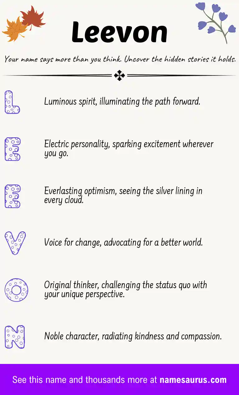 Acrostic poem about Leevon.