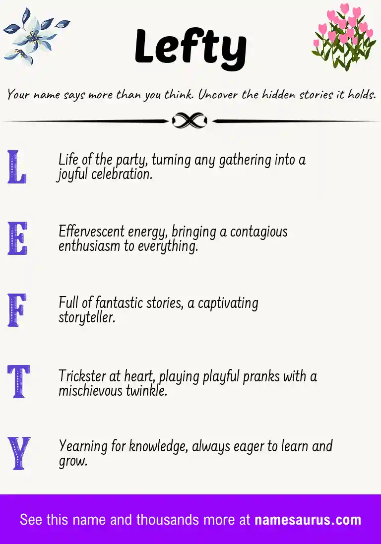 Acrostic poem about Lefty.
