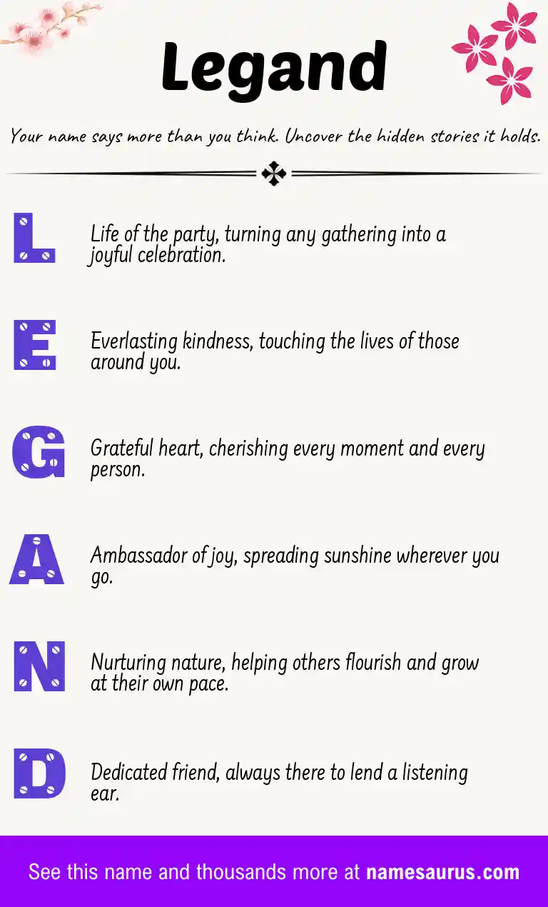 Acrostic poem about Legand.