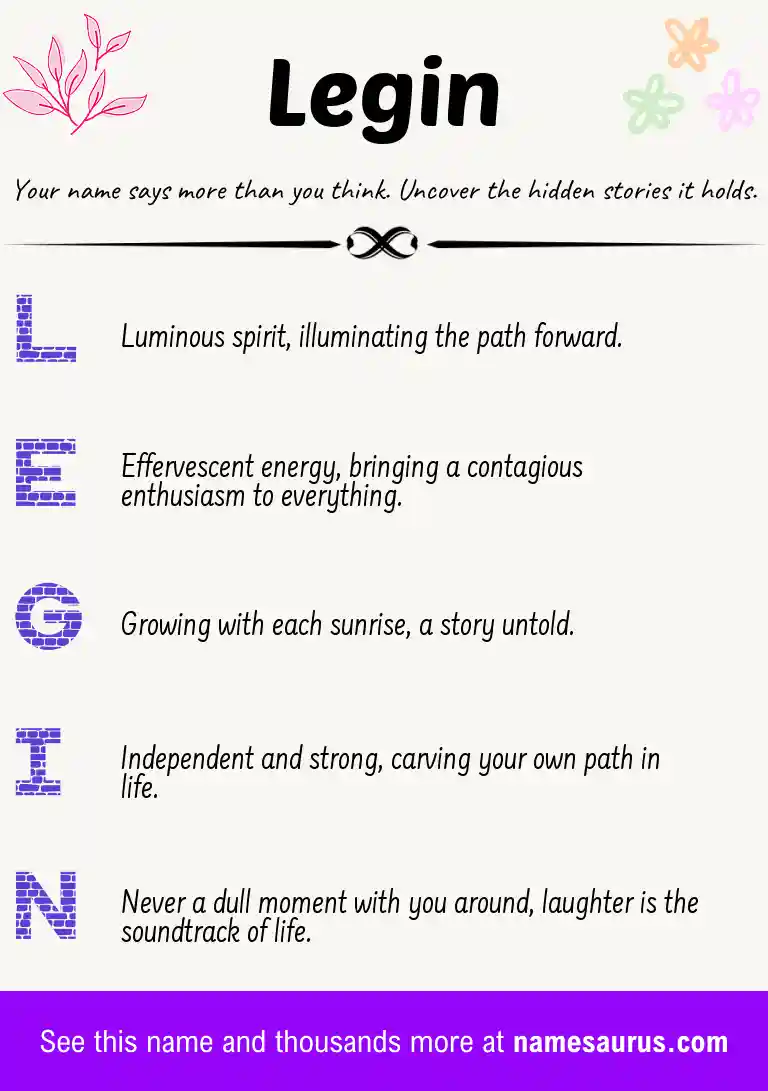 Acrostic poem about Legin.