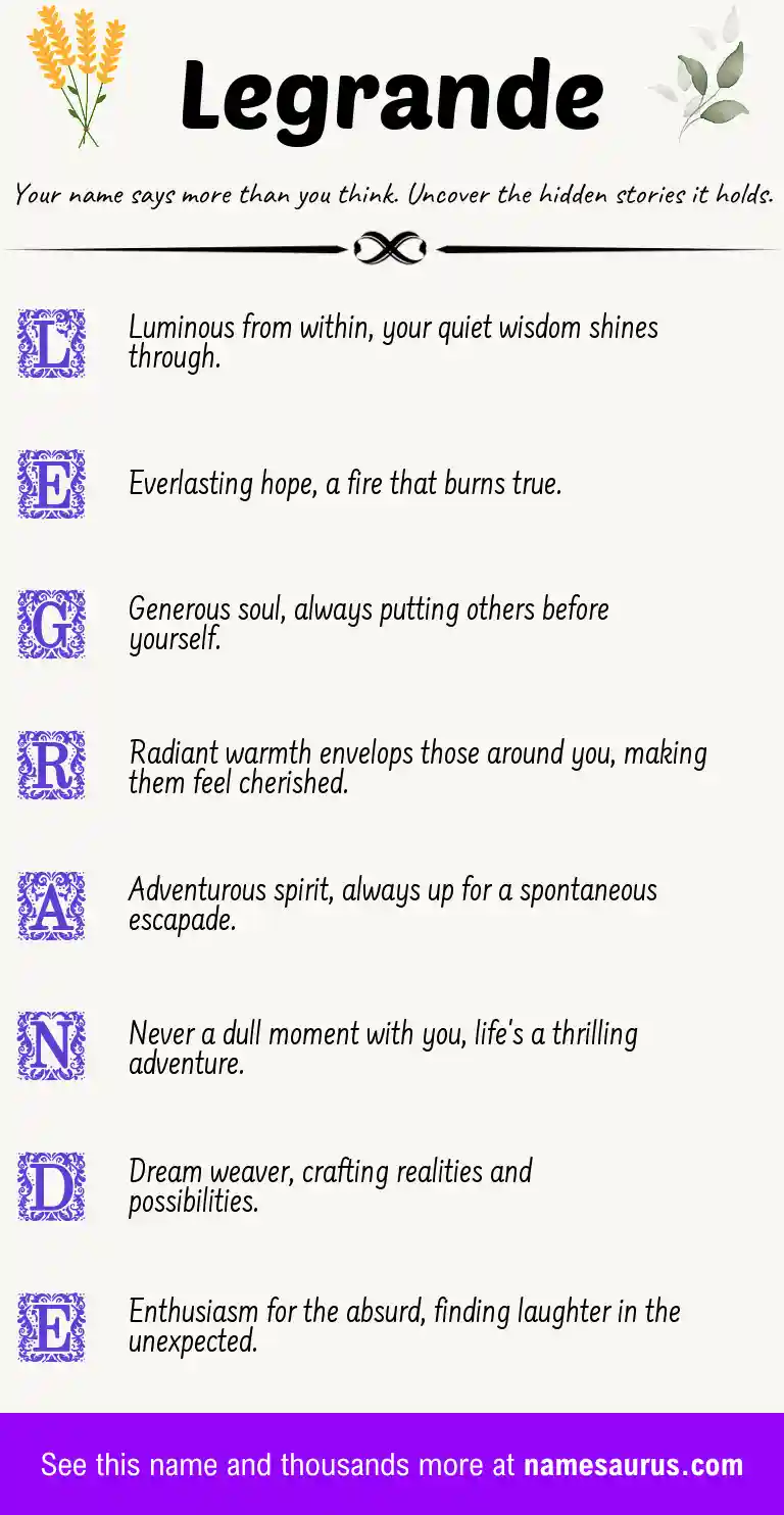 Acrostic poem about Legrande.