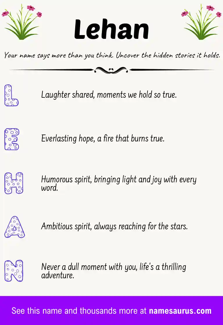 Acrostic poem about Lehan.