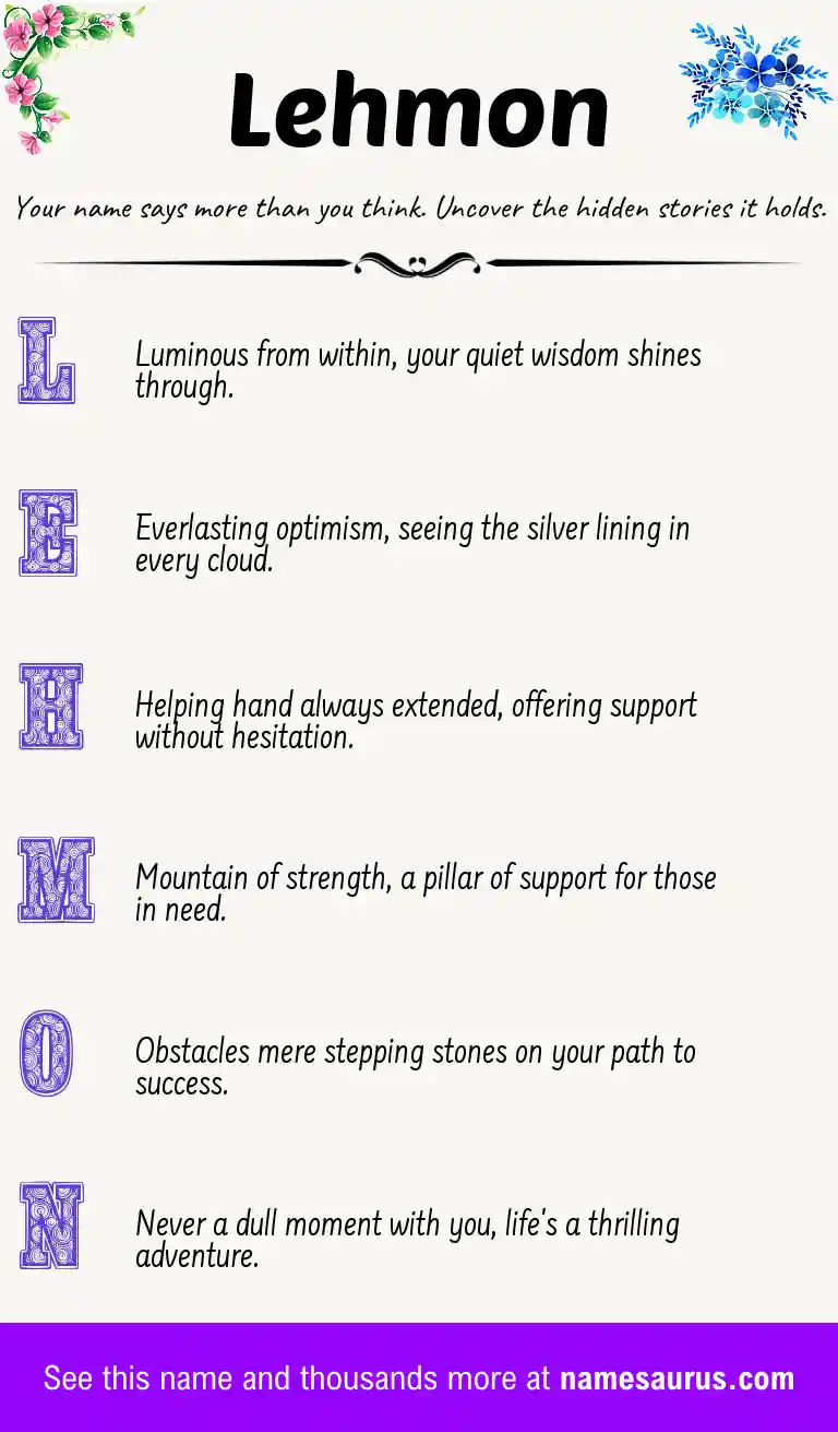 Acrostic poem about Lehmon.