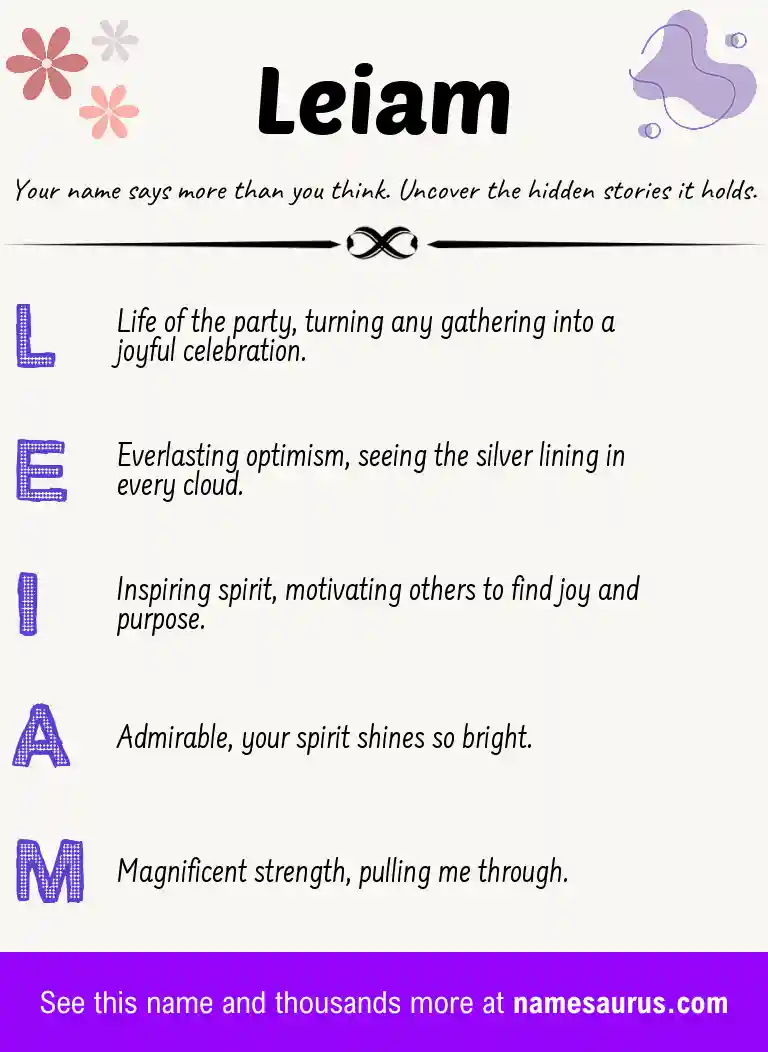 Acrostic poem about Leiam.