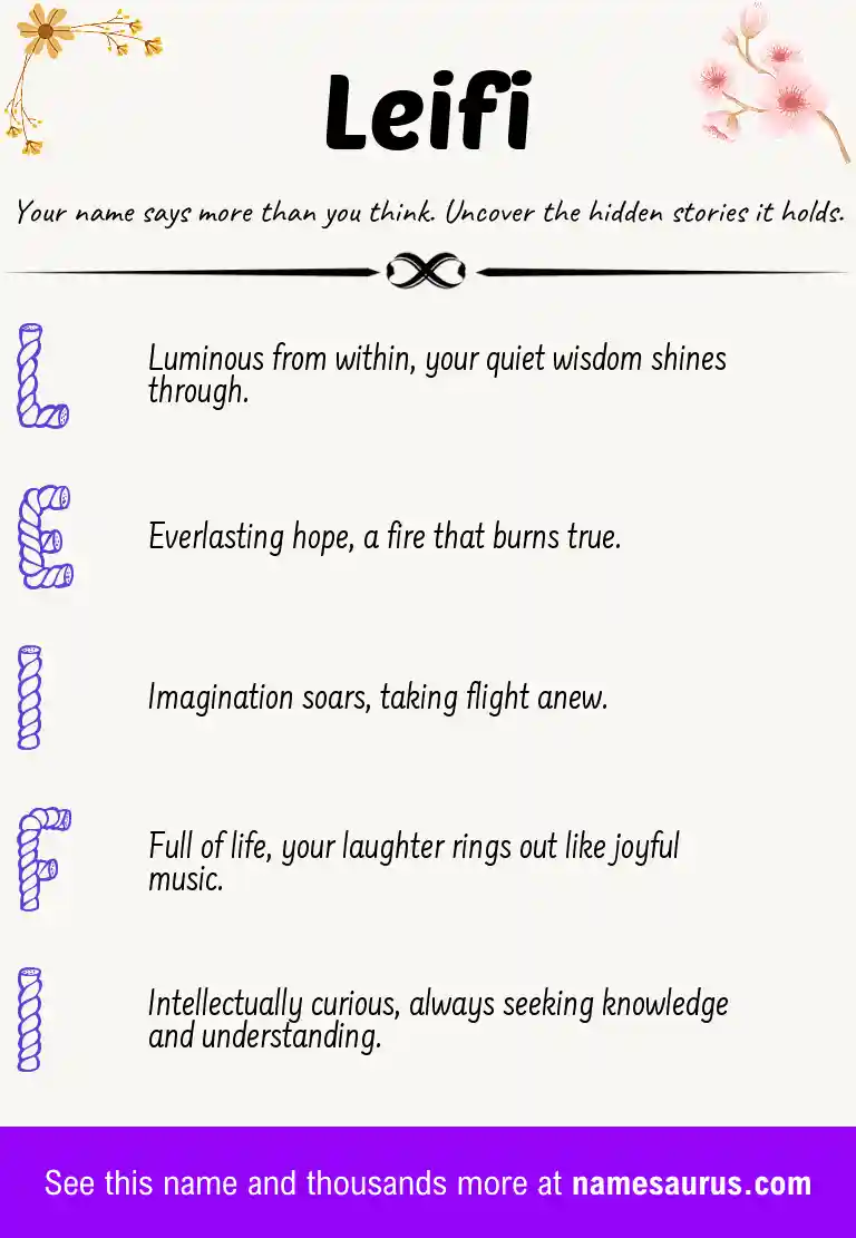 Acrostic poem about Leifi.