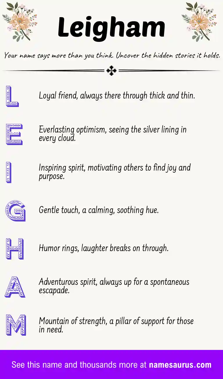 Acrostic poem about Leigham.
