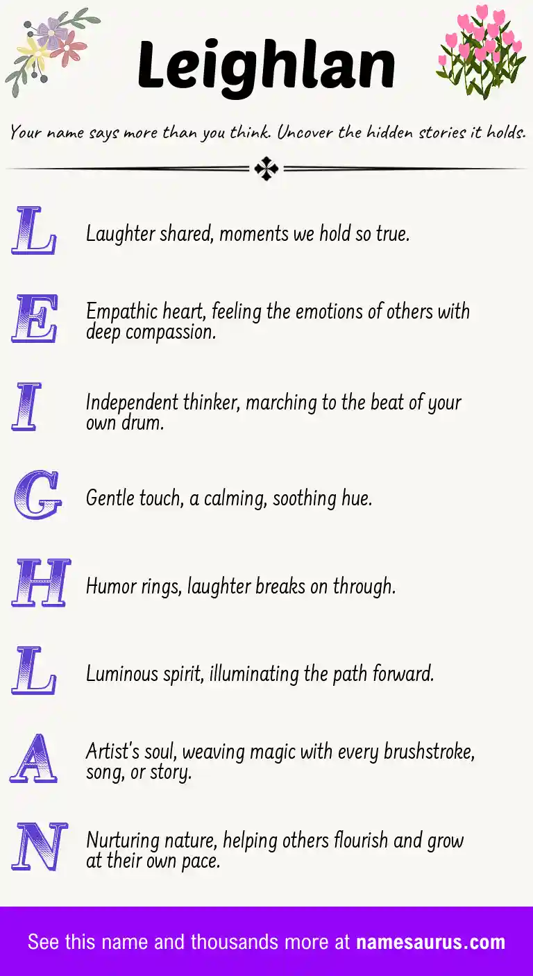Acrostic poem about Leighlan.