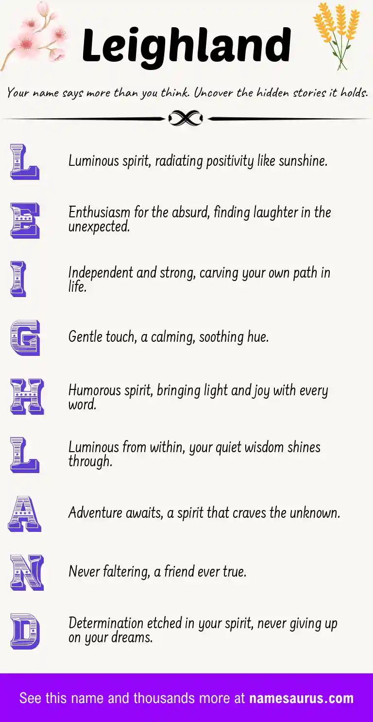 Acrostic poem about Leighland.